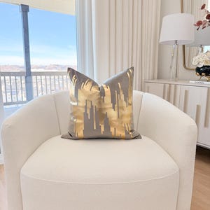 Gray with Gold Foil Velvet Throw Pillow Cover, 22&quot; Luxury Throw Pillow Cover