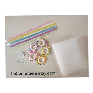 Kit para embalar 20 lembrancinhas DIY: pingente apanhador de sol com sino + tule + cartão (sem confete)