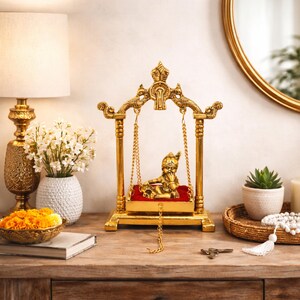 laddu gopal jhula decor for janmashtami celebration setup