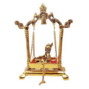 small krishna idol gold decor for altar and shelf