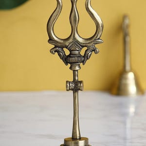 Handcrafted Brass Trishul: Hindu Lord Shiva Symbol, Spiritual Decor
