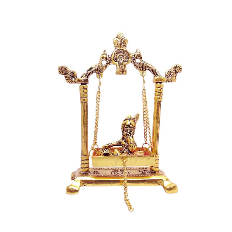 hindu god krishna jhula statue for spiritual home decor