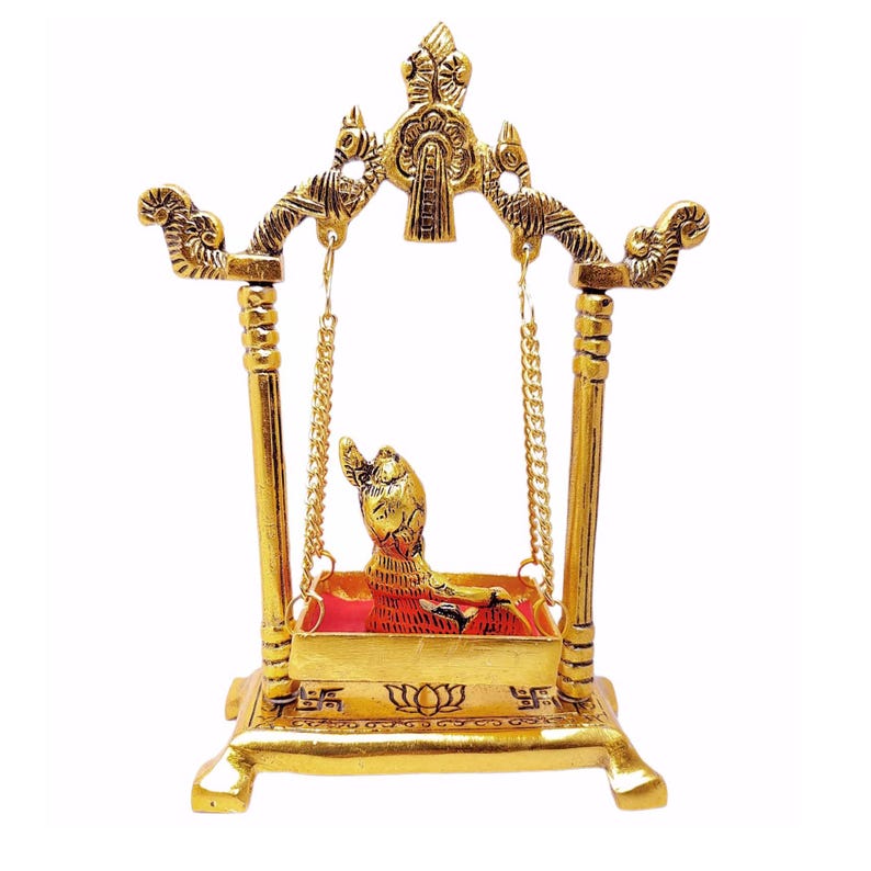 laddu gopal murti jhula gold decor for mandir setup