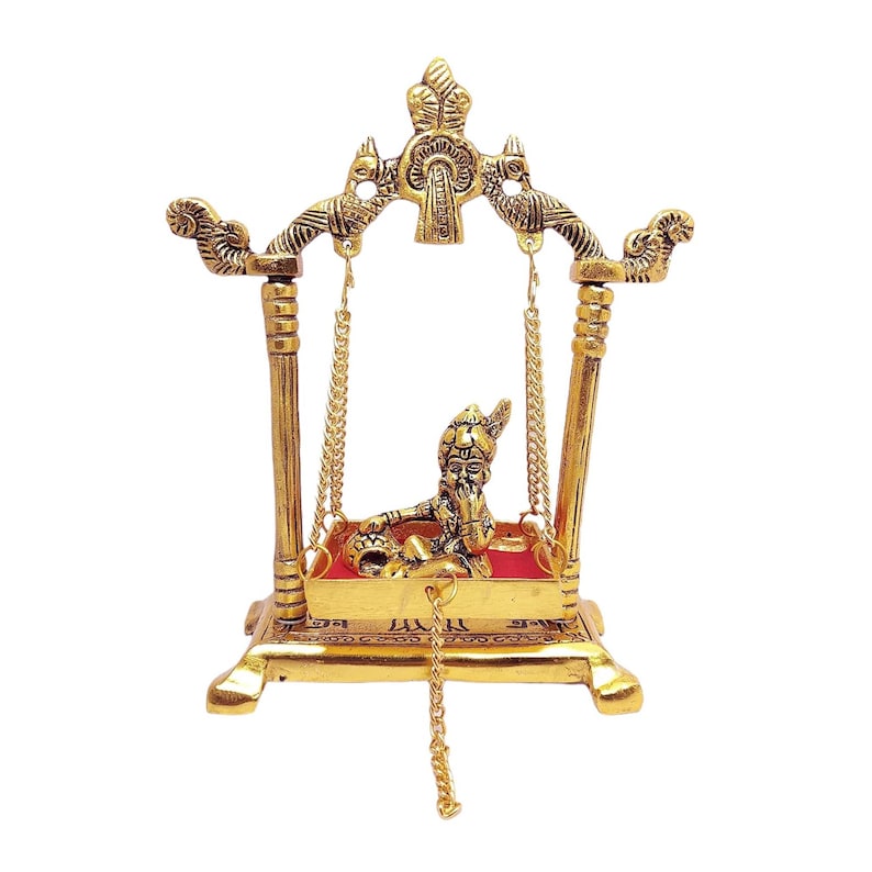 janmashtami decoration krishna swing idol gold plated