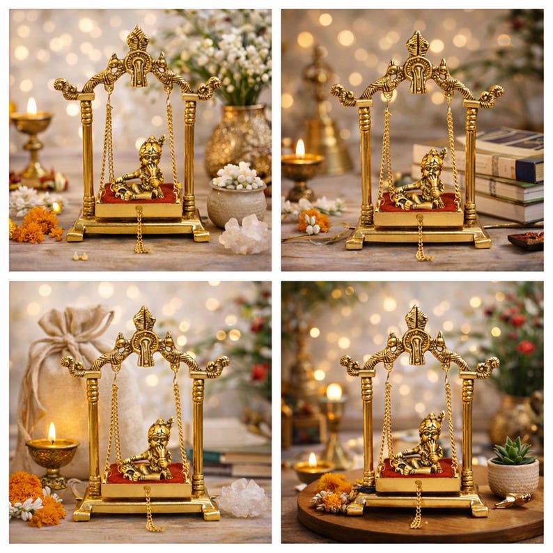 krishna idol for home temple small gold plated murti