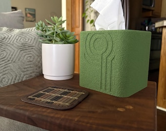 Modern Tissue Box Cover - 3D Printed "Faux Rough Stone" Finish
