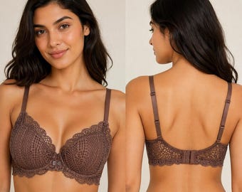 Lace Padded Bra – Nylon Push Up, Foam Cup, Adjustable Strap Lingerie