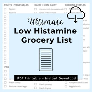 Low Histamine Grocery List with 50+ Foods, Printable, Food List, Ultimate Grocery List