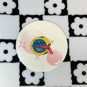Retro Bubble Gum Sticker: Waterproof Vinyl Pop Art Decal