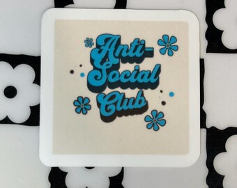 Anti-Social Club Sticker | Retro Groovy Floral Vinyl Decal