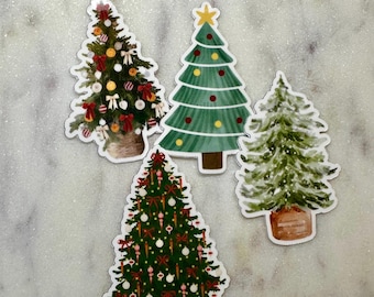 Festive Christmas Tree Vinyl Stickers | Holiday decal