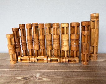 Ręcznie robiony drewniany sum tola