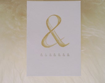 Ampersand and & symbol. Typewriter Love, Original watercolour freehand painting