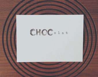 Choc Chocolat Chocolate. Brush pen and ink mixed media typewriter art by dabblelicious