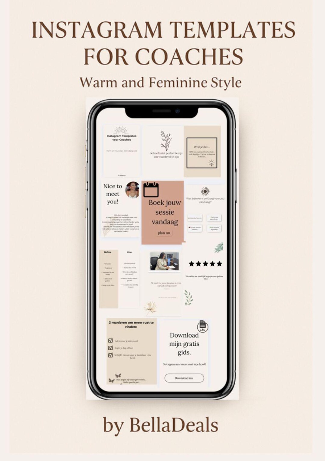 10 Instagram Templates for Coaches | Canva Editable | Boho Beige Social ...
