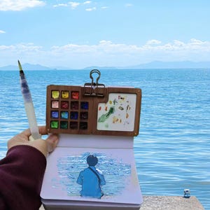 Conjunto de mini paletas de 15 cores ARCHES, papel para aquarela, caderno de desenho, conjunto portátil para viagem, caixa magnética dobrável para aquarela