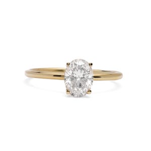 Engagement 14K Solid Gold Ring , Minimalist Solitaire Moissanite 6x8mm, 1ct Moissanite Oval Cut Engagement Ring For Women