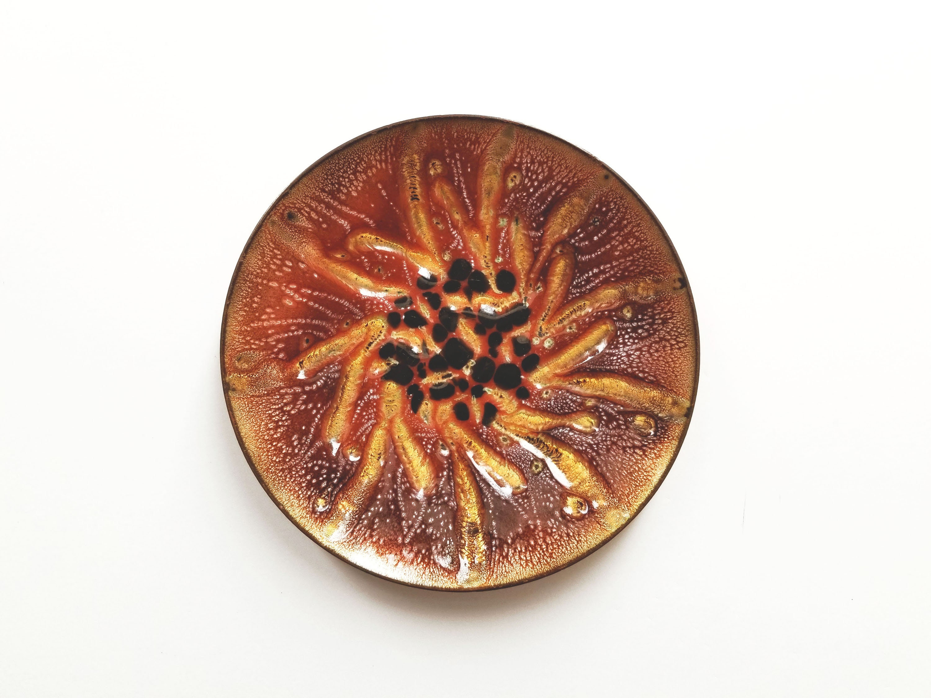 Copper Enamel Plate Midcentury Modernist Enamel Art Trinket Etsy