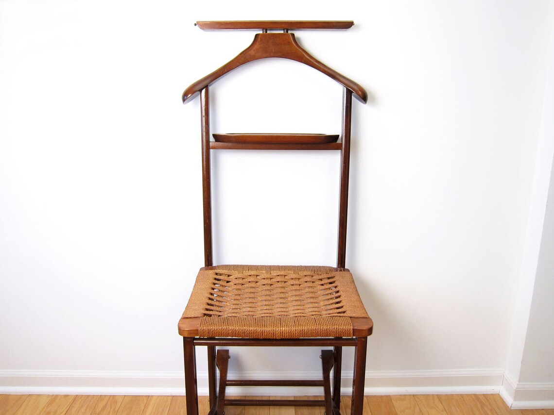 MidCentury Danish Modern Valet / Butler Chair with Rope Seat Etsy
