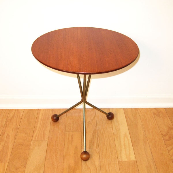 RESERVED:  Albert Larsson Danish Modern Side Table - Tripod Teak Table - Alberts Tibro, Sweden