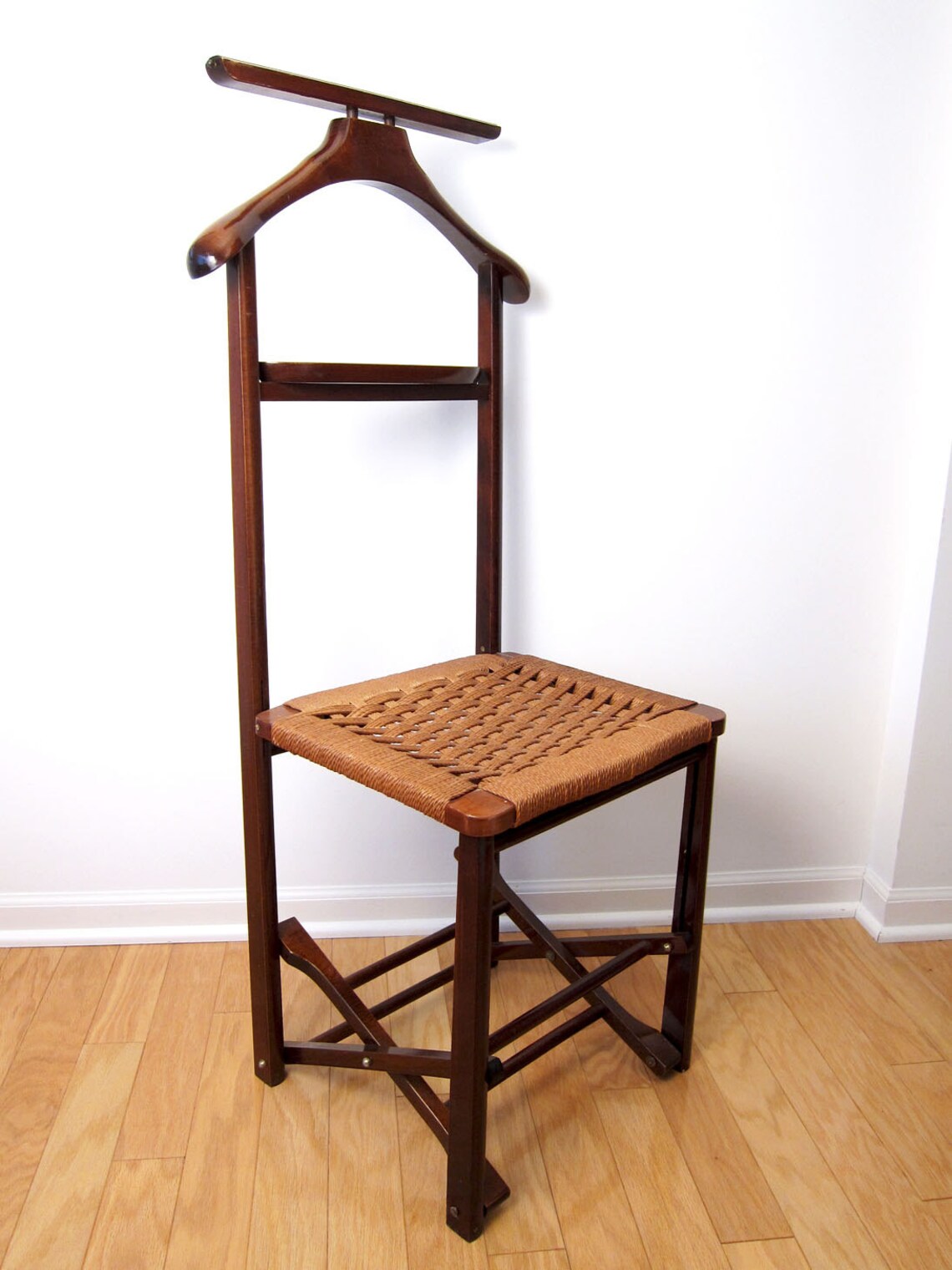 MidCentury Danish Modern Valet / Butler Chair with Rope Seat Etsy
