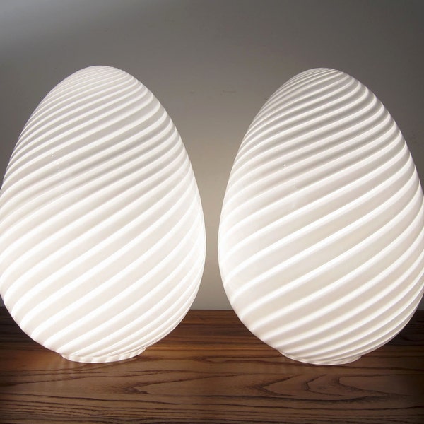2 Murano Vetri Lampen - Ei / Globe mundgeblasenes italienische Glaskunst Lampen - moderne Beleuchtung Italien