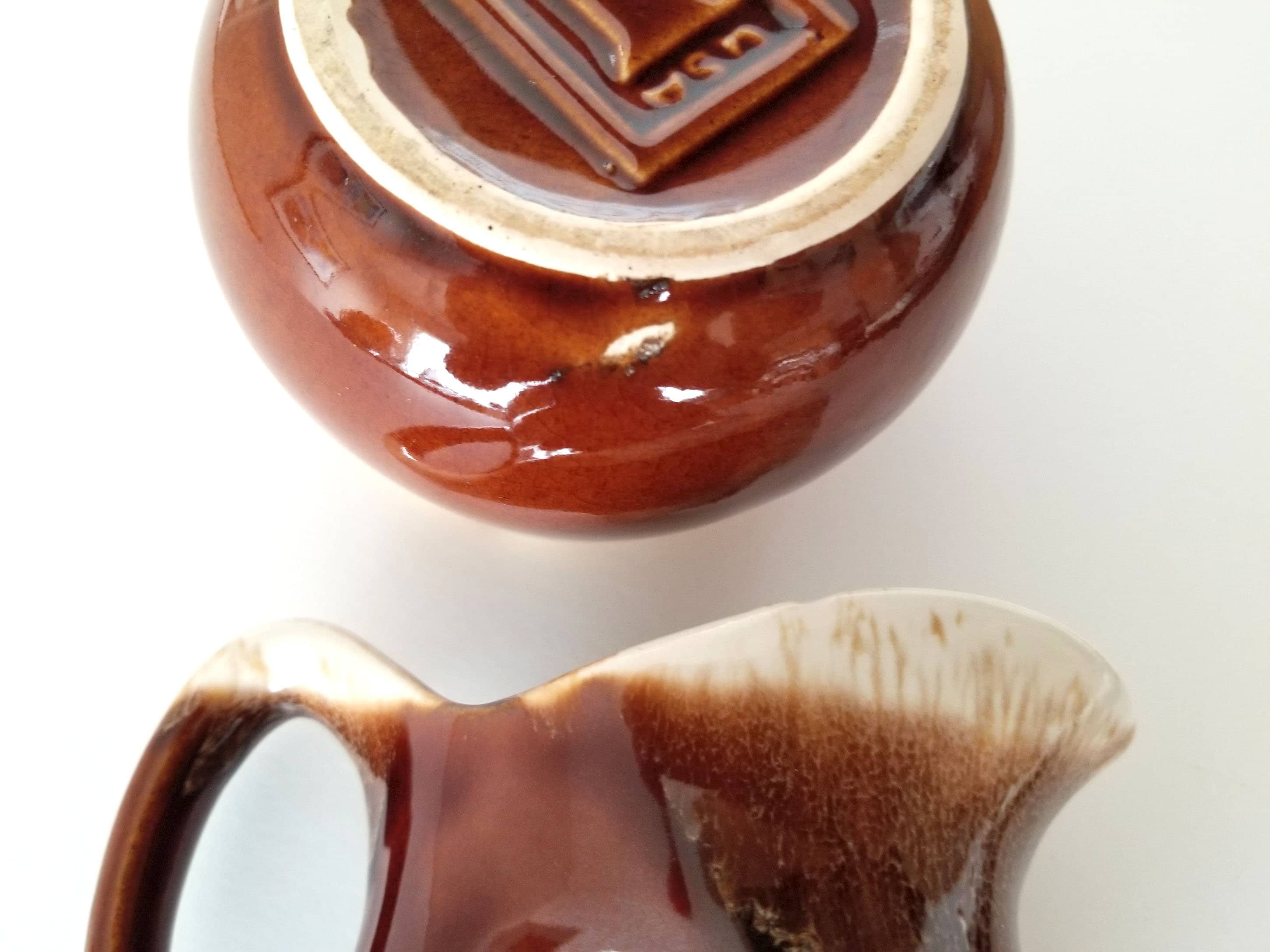 Mccoy Era Brown Drip Glaze Collection Creamer Pitcher Sugar Bowl Sauce