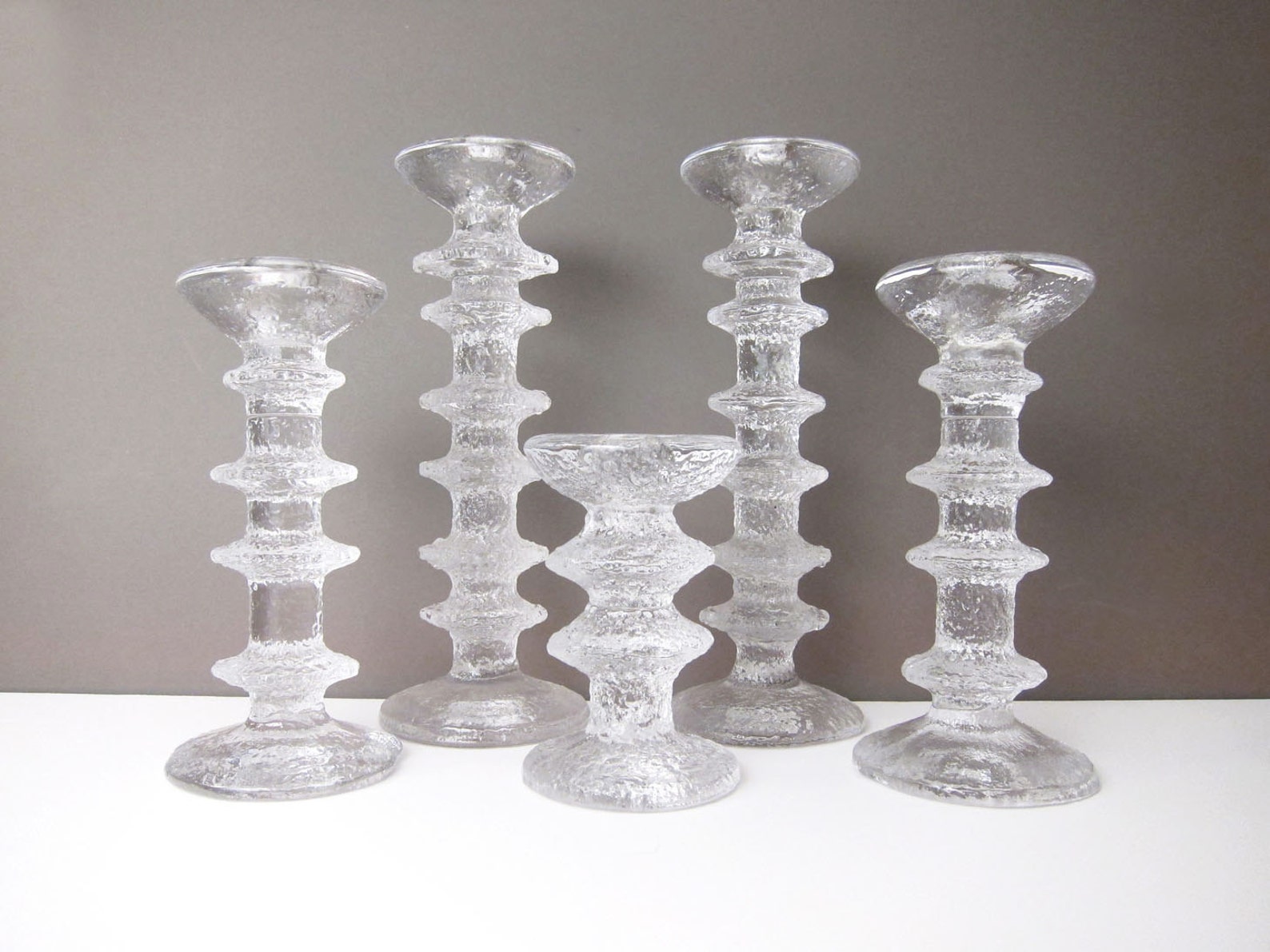 Iittala Festivo Candle Holders 5 Signed Timo Sarpaneva Ice Etsy