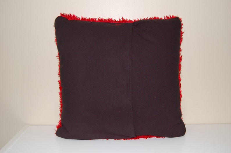 Fluffy Funky Red Pillow Decorative Super Soft Red Fuzzy Etsy