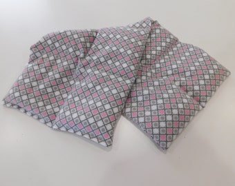 Rice Heating Pad / Ice Pack, Medium, Gray and Pink Mosaic