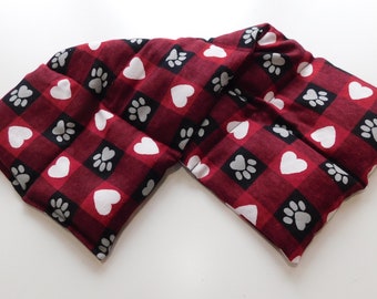 Rice Heating Pad / Ice Pack, Medium, Red Love Paws