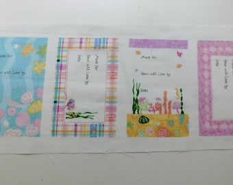 Set of 6 Mermaid Quilt Labels, Fabric Quilt Label