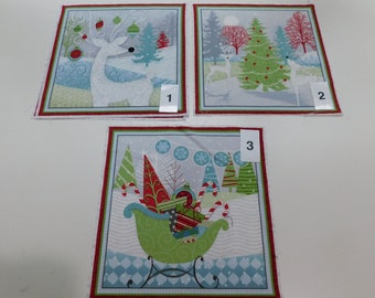 Winter Wonderland Quilt Block, Christmas Fabric Panel, 10 X 9 1/2 Inches, Sold Individually