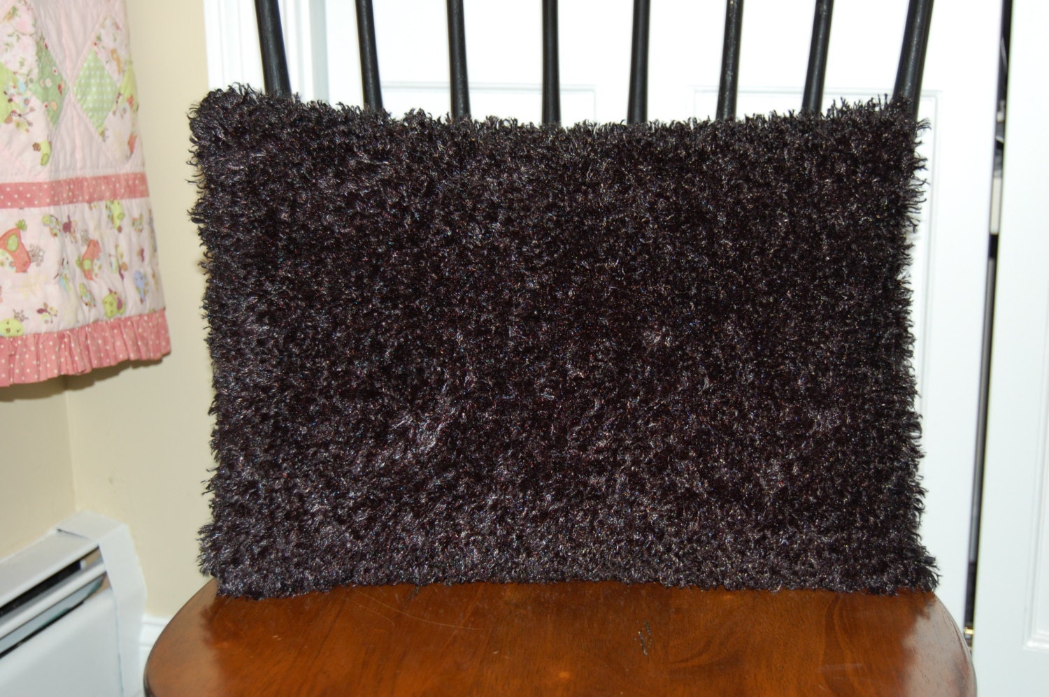 Fluffy Funky Black Pillow Decorative Super Soft Black Pillow Etsy