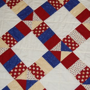 SALE, Americana Throw Quilt, Hand Quilted Stars and Stripes Blanket image 4