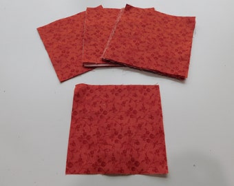 Coral Berry Fabric, 25 Blocks, 4 1/2 Inch Square