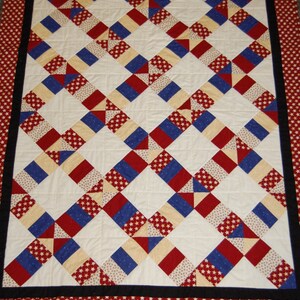 SALE, Americana Throw Quilt, Hand Quilted Stars and Stripes Blanket image 5