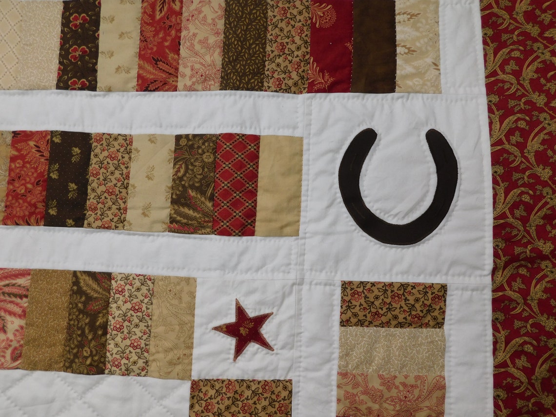 Running Free Horse Quilt Horseshoe and Star Appliquéd and Etsy