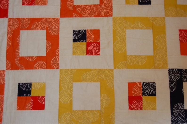 Hand Quilted Rainbow Blanket Modern Throw Quilt Patchwork Quilt