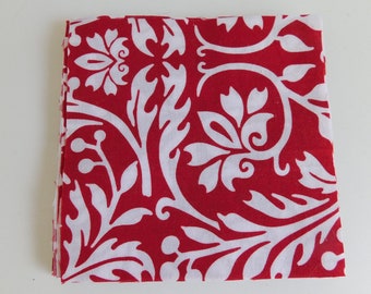 41 Red and White Blocks, 4 1/2 Inch Square, 100% Cotton