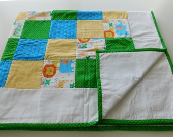 SALE, Hand Quilted Baby Quilt, Zoo Animals Baby Bedding, Baby Shower Gift