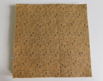 23 Tan and Navy Vine Blocks, 4 1/2 Inch Square, 100% Cotton