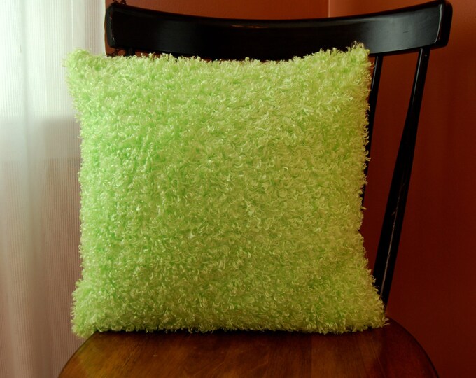 Fluffy Funky Green Pillow Decorative Super Soft Green Fuzzy Etsy