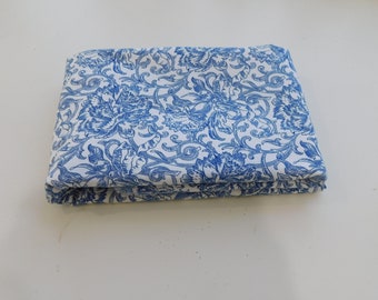 1 Yard, Blue and White Scroll Floral Fabric