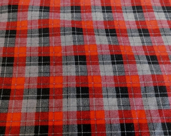 Red and Gray Plaid Flannel, Sold by the Yard