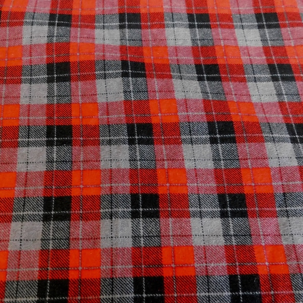 Red and Gray Plaid Flannel, Sold by the Yard