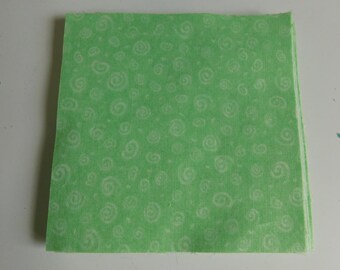 24 Green Swirl Blocks, 4 1/2 Inch Square, 100% Cotton