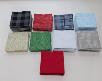 5 Inch Blocks, Assorted Flannel Fabric