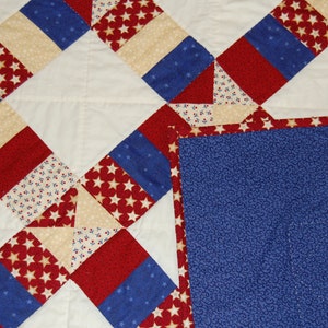 SALE, Americana Throw Quilt, Hand Quilted Stars and Stripes Blanket image 2