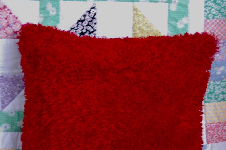 Fluffy Funky Red Pillow Decorative Super Soft Red Fuzzy Etsy